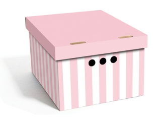 Dekorativní krabice růžové pruhy A4 úložný box, velikost 33x25x18cm 