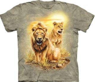Tričko 3D potisk - Lion Pair, lev, lví rodina - The Mountain