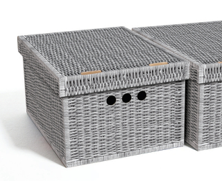 Dekorativní krabice šedé proutí A4 úložný box, velikost 33x25x18cm 