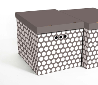 Dekorativní krabice bílé tečky / šedé pozadí XL úložný box, velikost 42x32x32cm