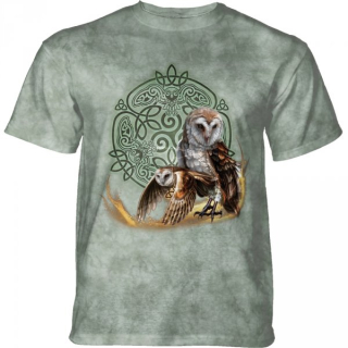 Tričko 3D potisk - Celtic Owl Magic Green, Sovy - The Mountain