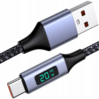 Posíleny nabíjecí datový kabel, konektory: USB - USB 3.1 typ C, délka 1 metr
