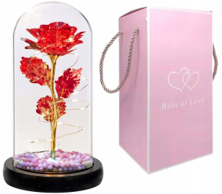 Věčná růže ve skle, svítící, s LED, skvělý nápad na dárek vip
