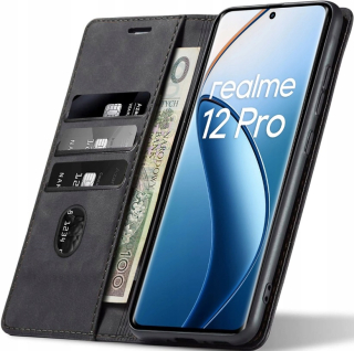 Realme 12 Pro / 12 Pro+, 5G magnetické kožené pouzdro s klopkou sheep skin z měkké ovčí kůže